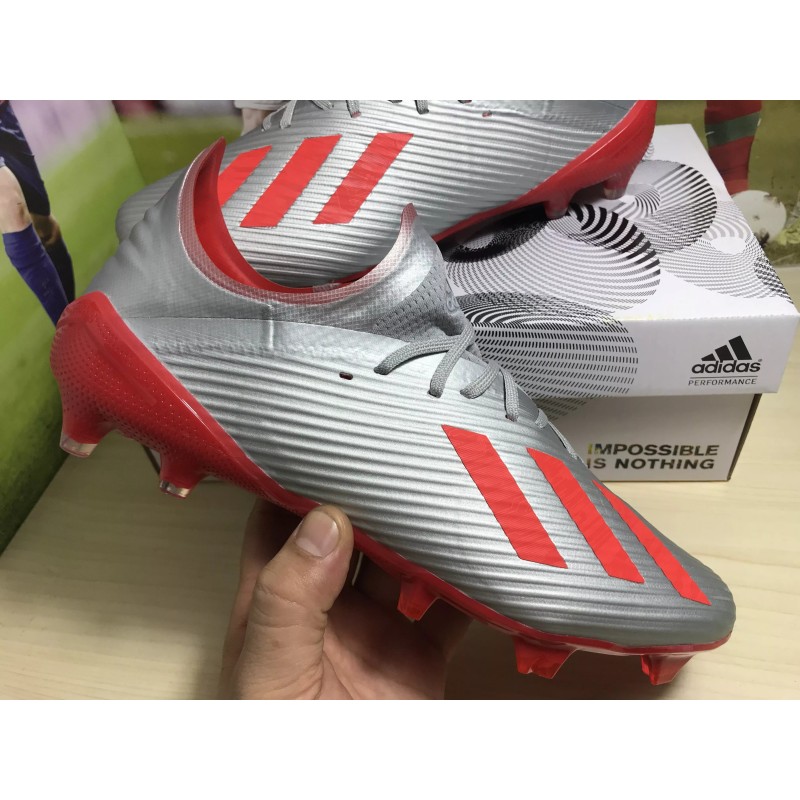 Botas de Fútbol Adidas X 19.1 FG Hombre Plateado&Rojo (#39~#45)