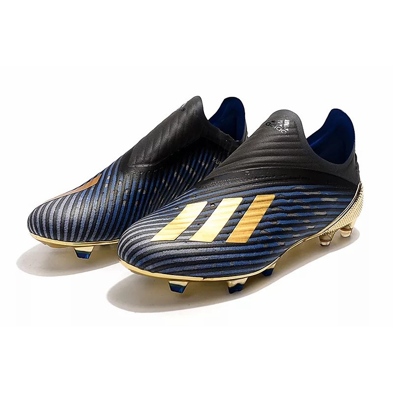 Botas de Fútbol Adidas X 19 FG Azul Marino&Negro&Dorado (#35~#45)