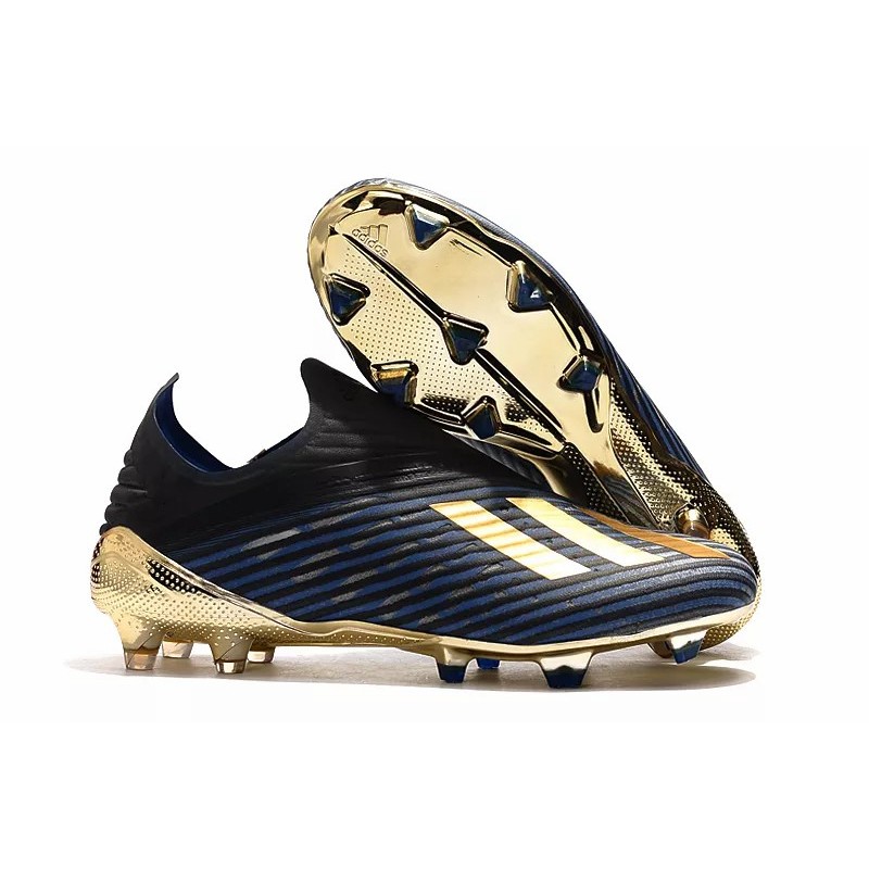 Botas de Fútbol Adidas X 19 FG Azul Marino&Negro&Dorado (#35~#45)