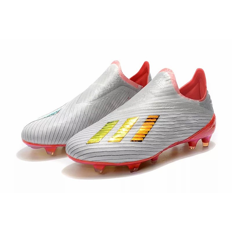 Botas de Fútbol Adidas X 19 FG Hombre Plateado Metalizado&Rojo (#39~#45)