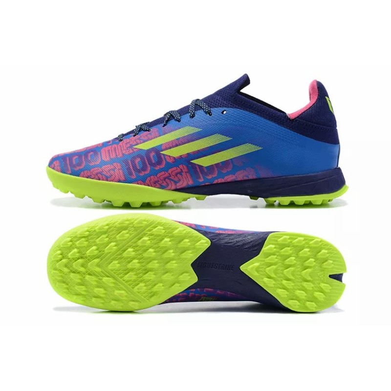Botas de Fútbol Adidas X Speedflow.1 TF Messi 100 Hombre Azul&Verde&Fucsia (#39~#45)