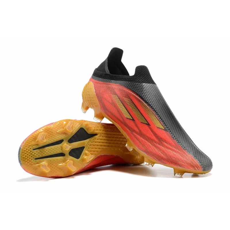 Botas de Fútbol Adidas X Speedflow FG Sin Cordones Hombre Negro&Naranja&Dorado (#39~#45)