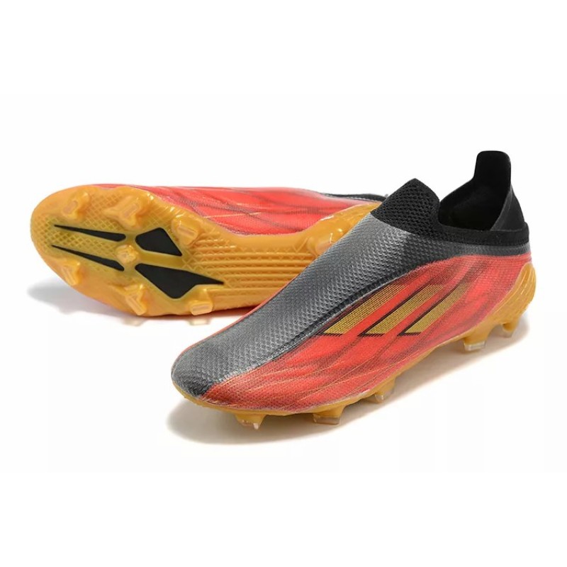 Botas de Fútbol Adidas X Speedflow FG Sin Cordones Hombre Negro&Naranja&Dorado (#39~#45)