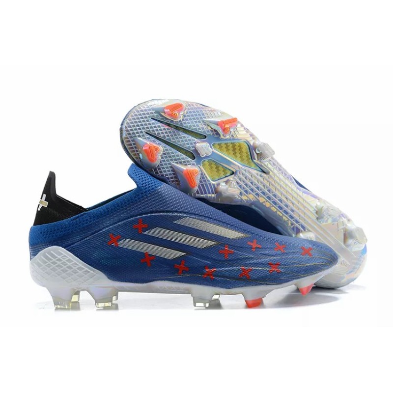 Botas de Fútbol Adidas X Speedflow FG Sin Cordones Hombre Azul con Círculo y Cruz (#39~#45)