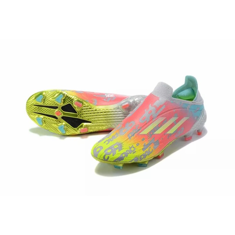 Botas de Fútbol Adidas X Speedflow FG Sin Cordones Hombre Amarillo&Rosado&Gris (#39~#45)