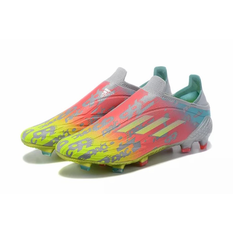 Botas de Fútbol Adidas X Speedflow FG Sin Cordones Hombre Amarillo&Rosado&Gris (#39~#45)