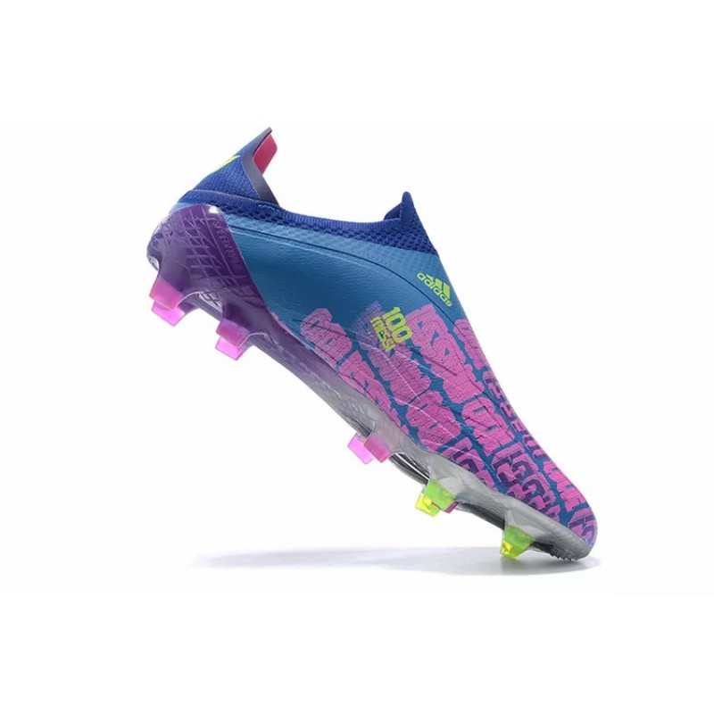 Botas de Fútbol Adidas X Speedflow FG Messi 100 Hombre Sin Cordones Azul&Fuscia (#39~#45)