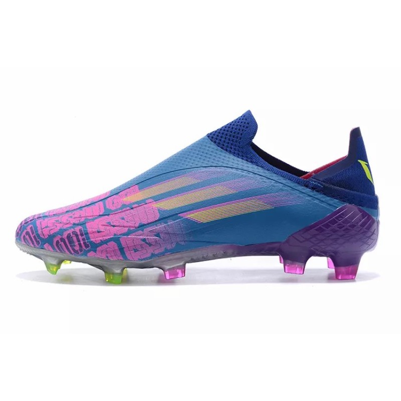Botas de Fútbol Adidas X Speedflow FG Messi 100 Hombre Sin Cordones Azul&Fuscia (#39~#45)