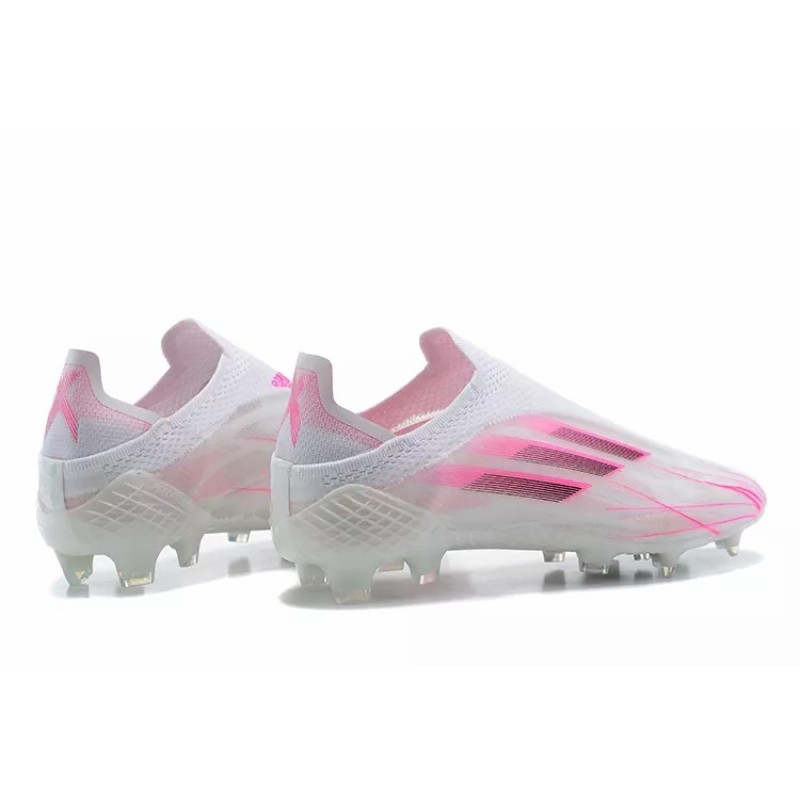 Botas de Fútbol Adidas X Speedflow FG Hombre Sin Cordones Con Malla Blanco&Rosa (#39~#45)