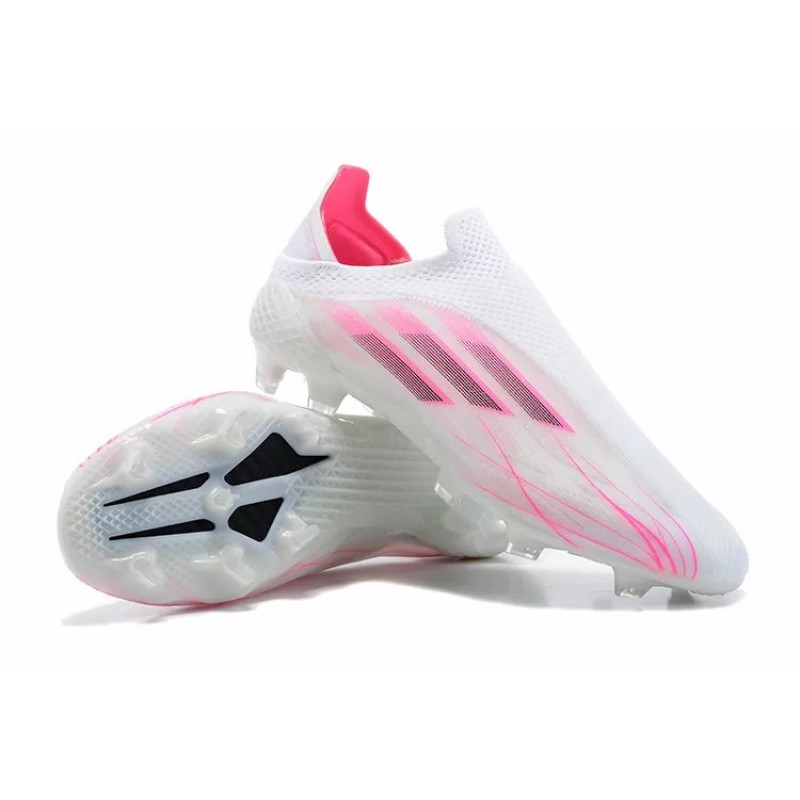 Botas de Fútbol Adidas X Speedflow FG Hombre Sin Cordones Con Malla Blanco&Rosa (#39~#45)