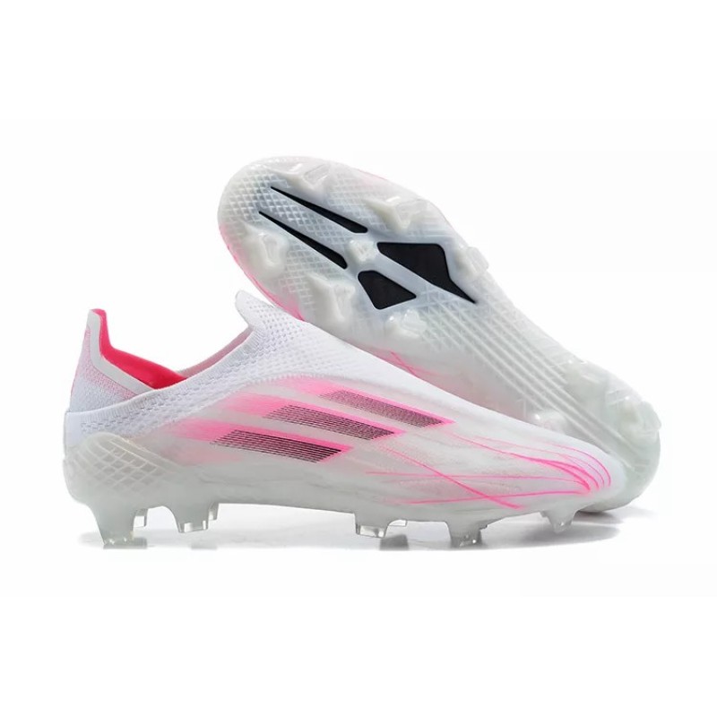 Botas de Fútbol Adidas X Speedflow FG Hombre Sin Cordones Con Malla Blanco&Rosa (#39~#45)