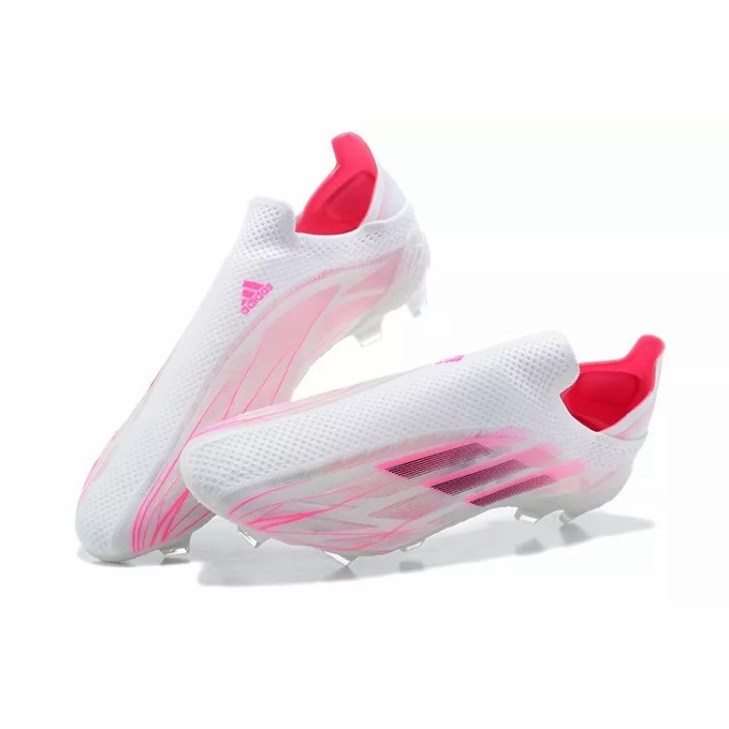 Botas de Fútbol Adidas X Speedflow FG Hombre Sin Cordones Con Malla Blanco&Rosa (#39~#45)