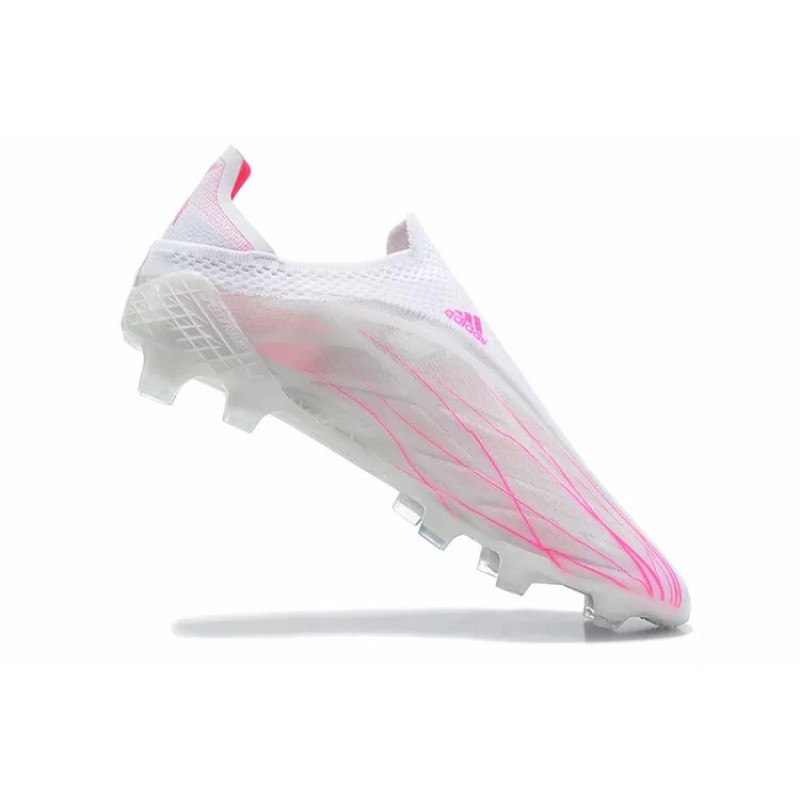 Botas de Fútbol Adidas X Speedflow FG Hombre Sin Cordones Con Malla Blanco&Rosa (#39~#45)