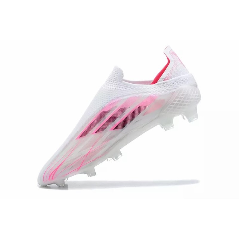 Botas de Fútbol Adidas X Speedflow FG Hombre Sin Cordones Con Malla Blanco&Rosa (#39~#45)