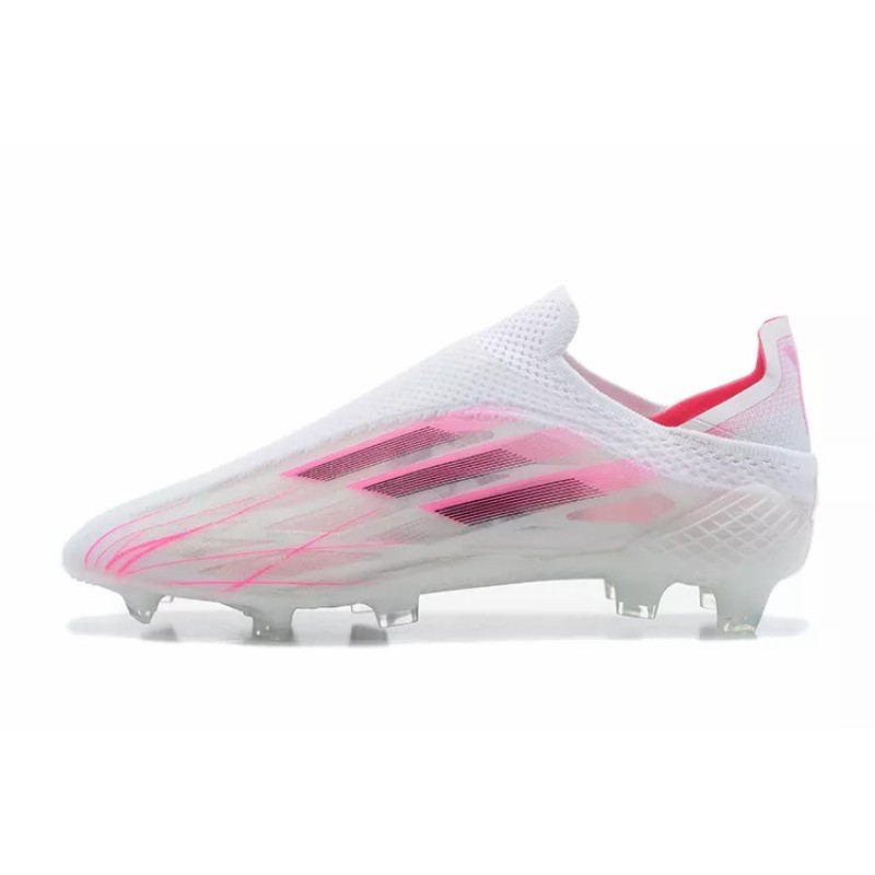 Botas de Fútbol Adidas X Speedflow FG Hombre Sin Cordones Con Malla Blanco&Rosa (#39~#45)