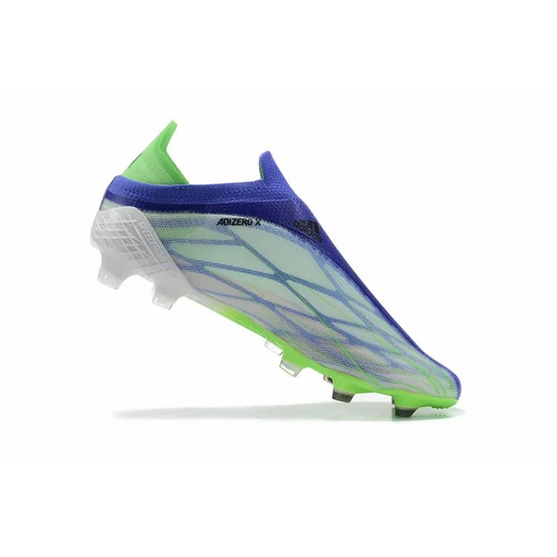 Botas de Fútbol Adidas X Speedflow FG Hombre Sin Cordones Con Malla Azul&Verde Fluorescente (#39~#45)