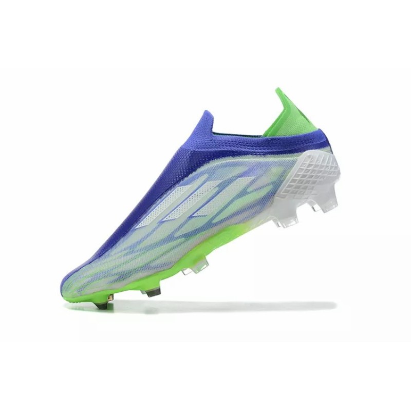 Botas de Fútbol Adidas X Speedflow FG Hombre Sin Cordones Con Malla Azul&Verde Fluorescente (#39~#45)
