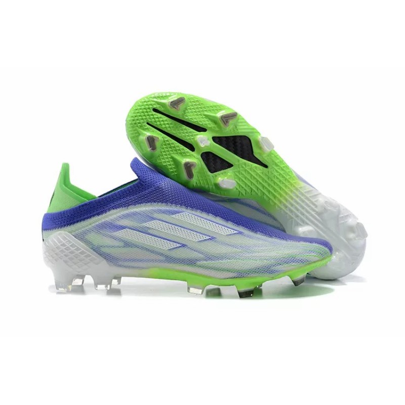 Botas de Fútbol Adidas X Speedflow FG Hombre Sin Cordones Con Malla Azul&Verde Fluorescente (#39~#45)