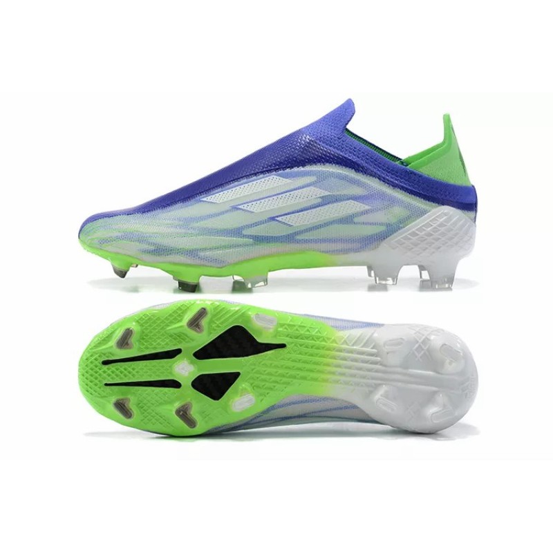Botas de Fútbol Adidas X Speedflow FG Hombre Sin Cordones Con Malla Azul&Verde Fluorescente (#39~#45) Botas de Fútbol Adidas X Speedflow FG Hombre Sin Cordones Con Malla Azul&Verde Fluorescente (#39~#45)