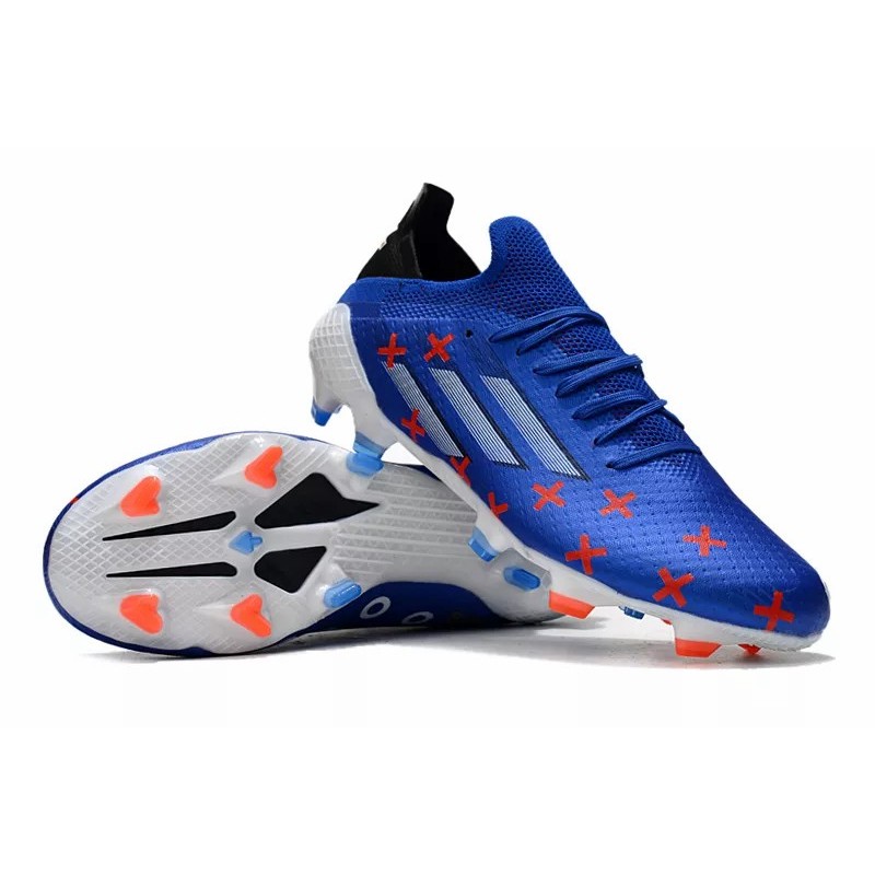 Botas de Fútbol Adidas X Speedflow FG con Cordones Hombre Azul con Círculos Blancos y Cruz Roja (#39~#45)
