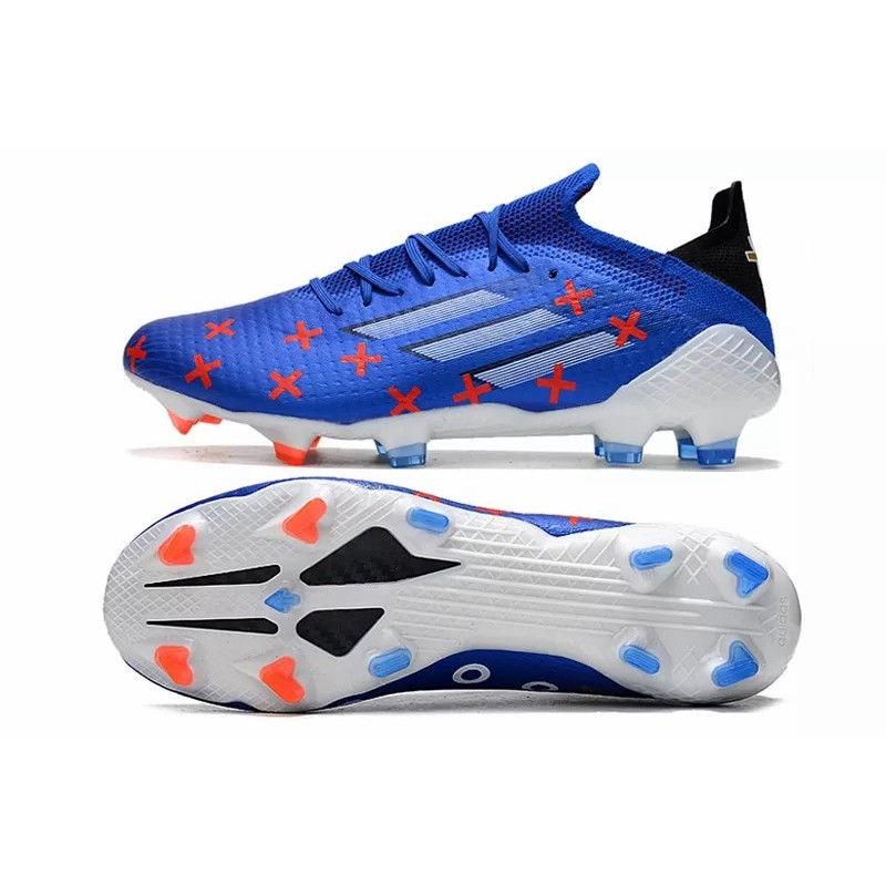 Botas de Fútbol Adidas X Speedflow FG con Cordones Hombre Azul con Círculos Blancos y Cruz Roja (#39~#45)