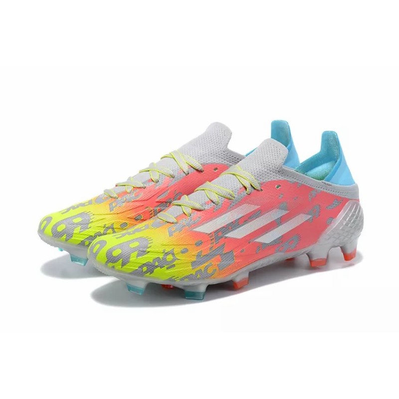 Botas de Fútbol Adidas X Speedflow FG Hombre Amarillo&Rosado&Gris (#39~#45)