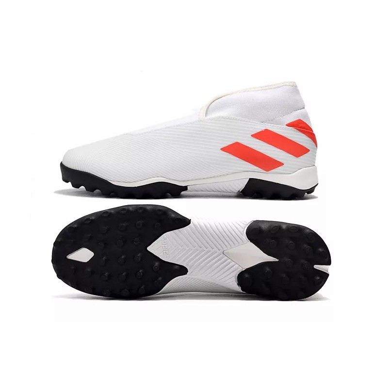 Botas de Fútbol Adidas Nemeziz 19.3 Laceless TF Mujer Blanco  /  Negro  /  Rojo  /  Azul (#39~#45)