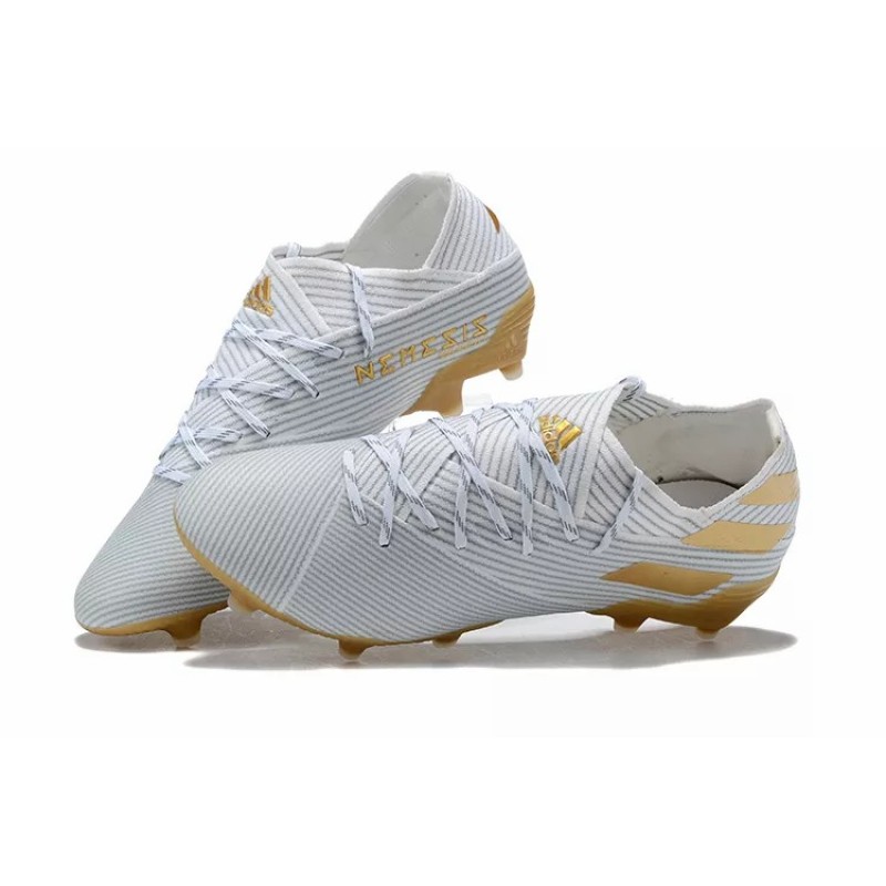 Botas de Fútbol Adidas Nemeziz 19.1 FG Messi Hombre Blanco&Dorado (#38~#45)