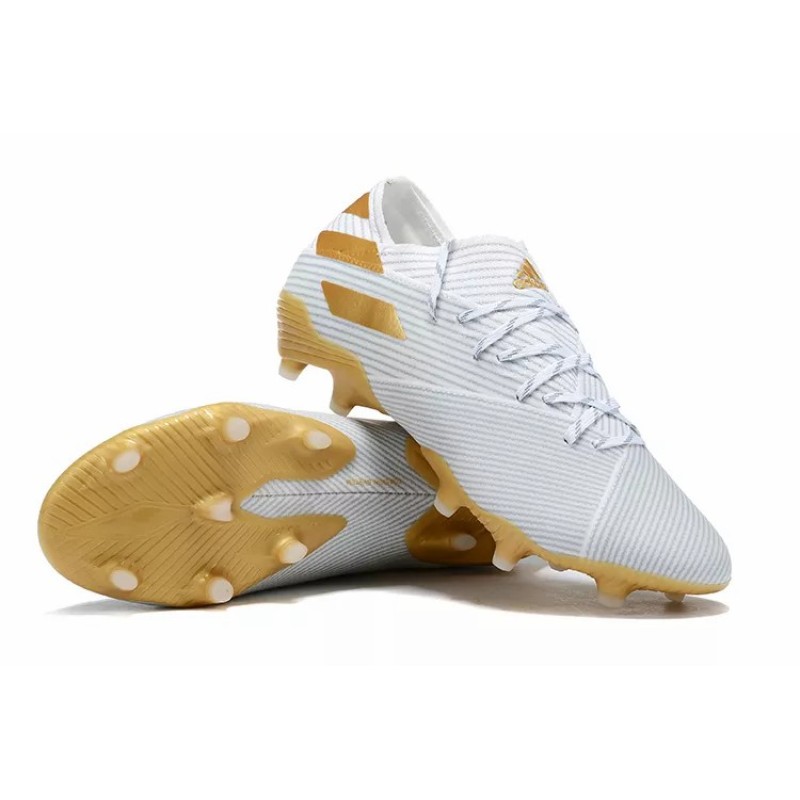Botas de Fútbol Adidas Nemeziz 19.1 FG Messi Hombre Blanco&Dorado (#38~#45)