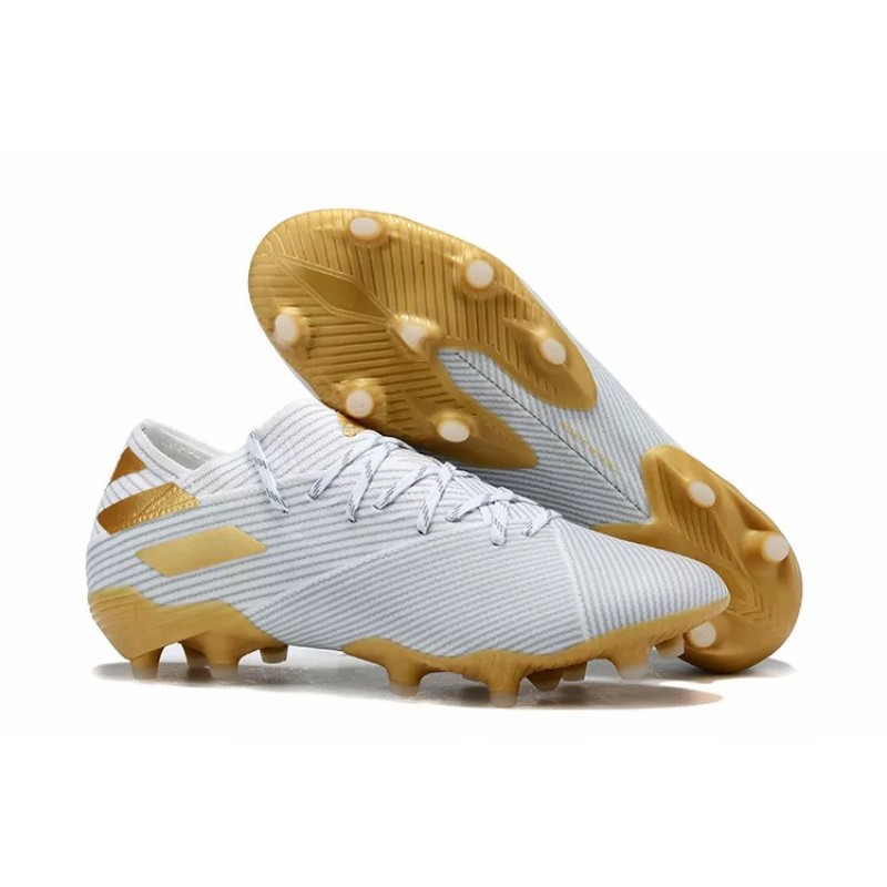 Botas de Fútbol Adidas Nemeziz 19.1 FG Messi Hombre Blanco&Dorado (#38~#45)