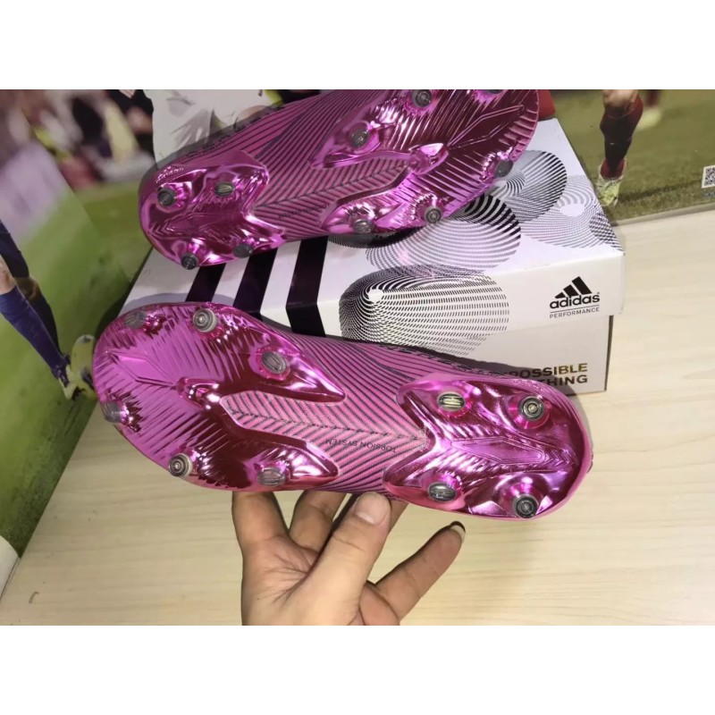 Botas de Fútbol Adidas Nemeziz 19+“Hardwired” Sin Cordones Hombre Rosa&Rayas Negras (#38~#45)