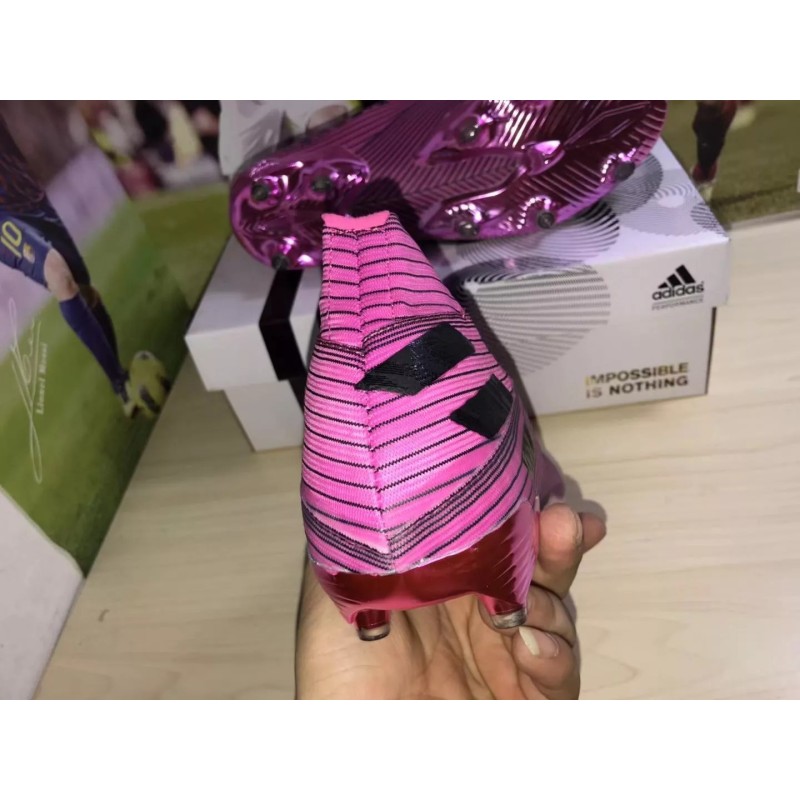 Botas de Fútbol Adidas Nemeziz 19+“Hardwired” Sin Cordones Hombre Rosa&Rayas Negras (#38~#45)