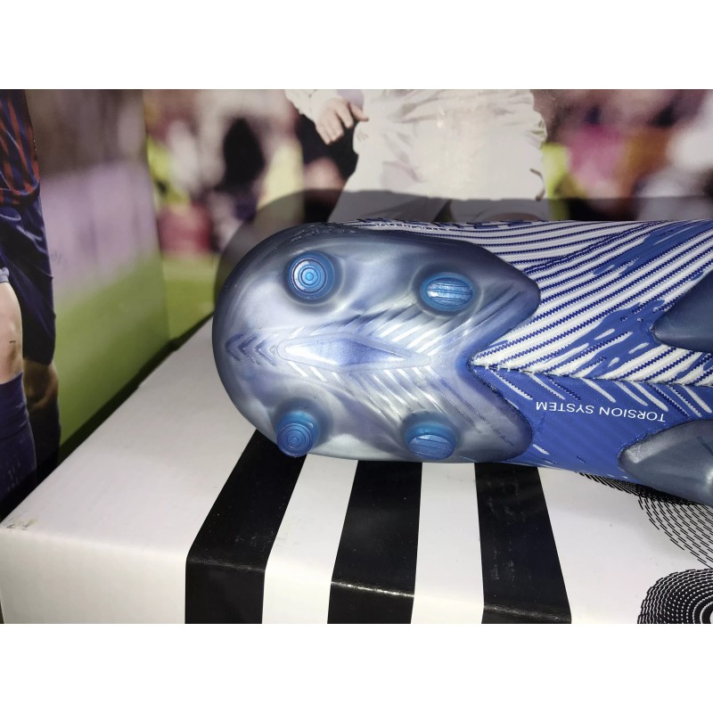 Botas de Fútbol Adidas Nemeziz 19.1 FG Hombre Blanco&Auzl Raya (#38~#45)