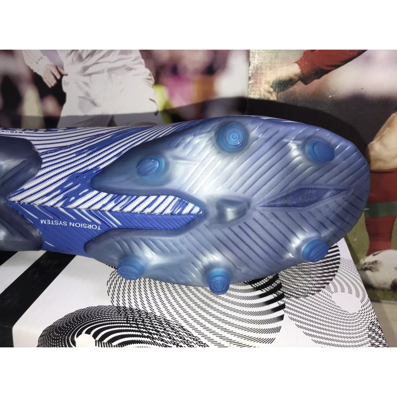 Botas de Fútbol Adidas Nemeziz 19.1 FG Hombre Blanco&Auzl Raya (#38~#45)