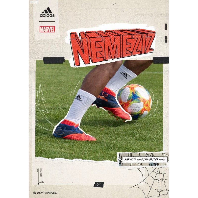 Botas de Fútobol Adidas Nemeziz 19+FG X Marvel Hombre Rojo&Azul&Negro (#38~#46)