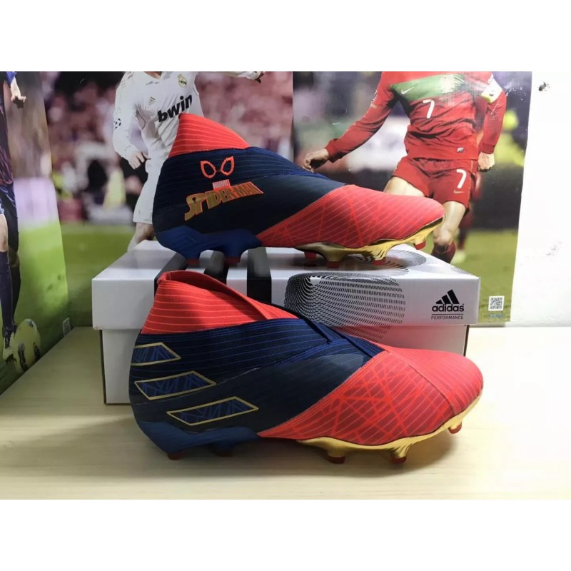 Botas de Fútobol Adidas Nemeziz 19+FG X Marvel Hombre Rojo&Azul&Negro (#38~#46)