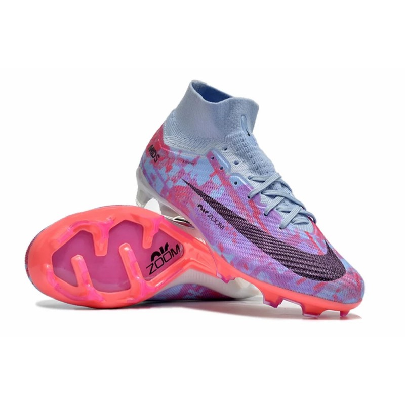 Botas de Fútbol Nike Air Zoom Mercurial Superfly IX Elite FG MD High Top Azul Claro&Violeta (#39~#45)