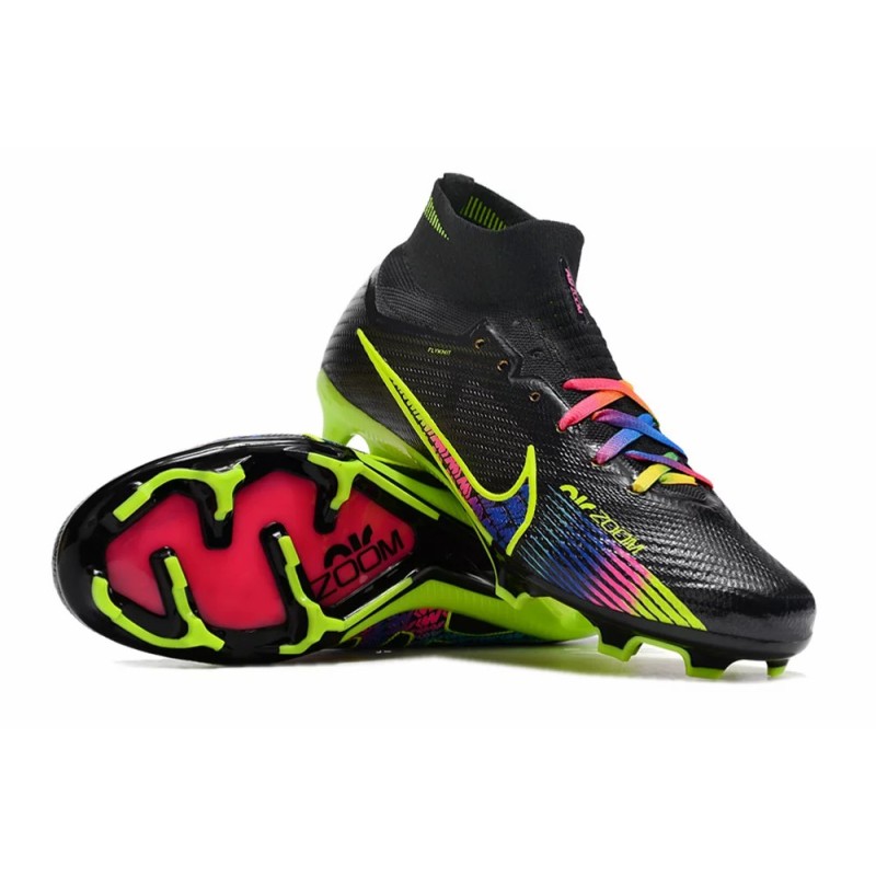 Botas de Fútbol Nike Air Zoom Mercurial Superfly IX Elite FG High Top Negro&Amarillo Fluorescente (#39~#45)