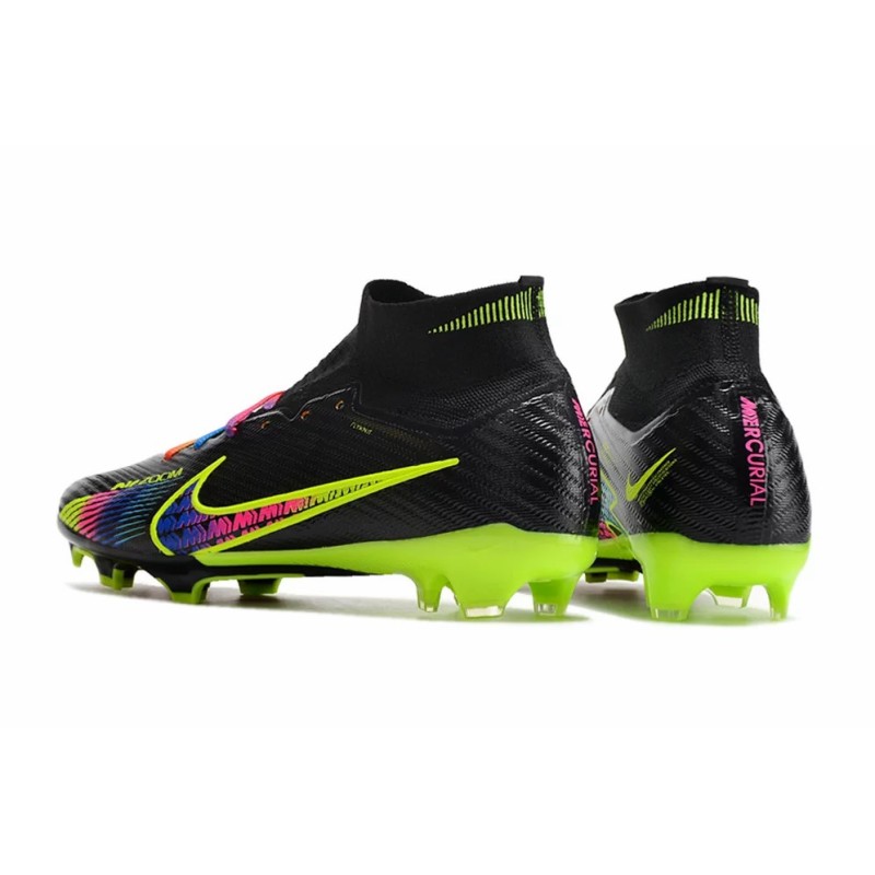 Botas de Fútbol Nike Air Zoom Mercurial Superfly IX Elite FG High Top Negro&Amarillo Fluorescente (#39~#45)