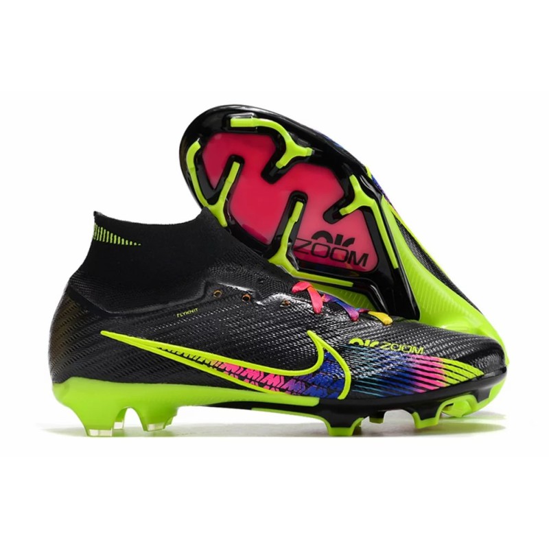 Botas de Fútbol Nike Air Zoom Mercurial Superfly IX Elite FG High Top Negro&Amarillo Fluorescente (#39~#45)