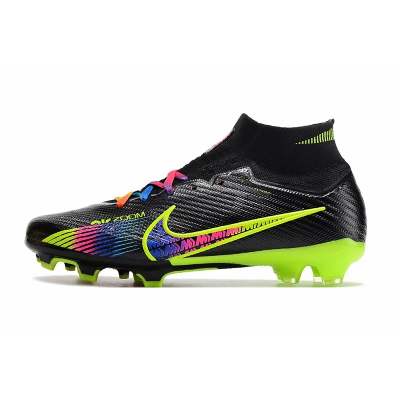 Botas de Fútbol Nike Air Zoom Mercurial Superfly IX Elite FG High Top Negro&Amarillo Fluorescente (#39~#45)