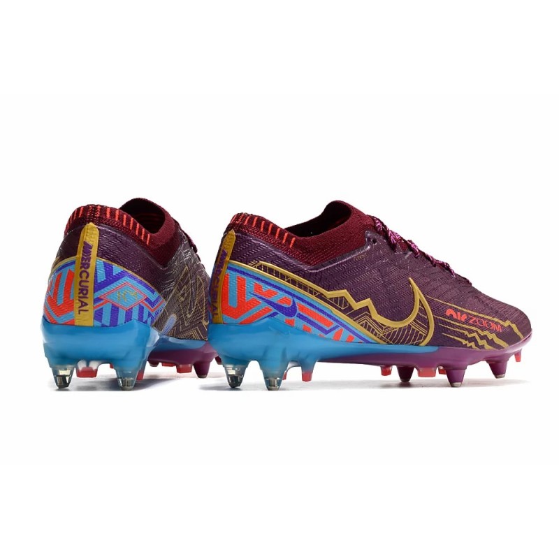 Botas de Fútbol Nike Air Zoom Mercurial Vapor XV Elite SG Blanco / Rojo Oscuro / Verde Fluorescente / Amarillo / Azul (#39~#45)