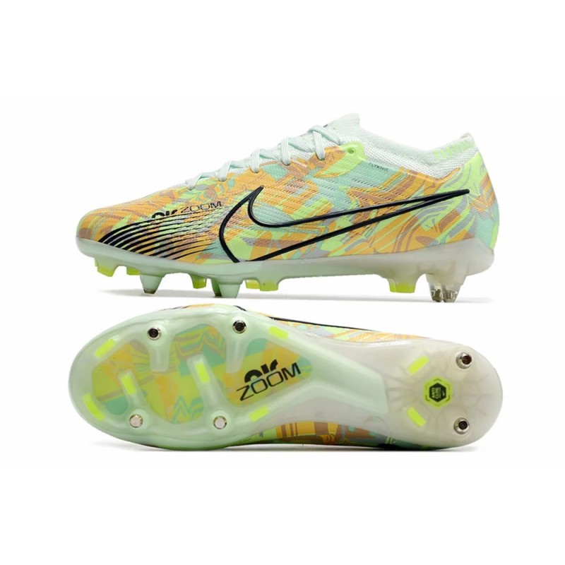 Botas de Fútbol Nike Air Zoom Mercurial Vapor XV Elite SG Blanco / Rojo Oscuro / Verde Fluorescente / Amarillo / Azul (#39~#45)