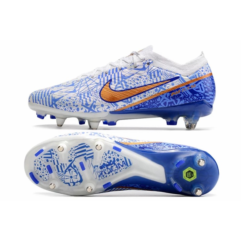 Botas de Fútbol Nike Air Zoom Mercurial Vapor XV Elite SG Blanco / Rojo Oscuro / Verde Fluorescente / Amarillo / Azul (#39~#45)