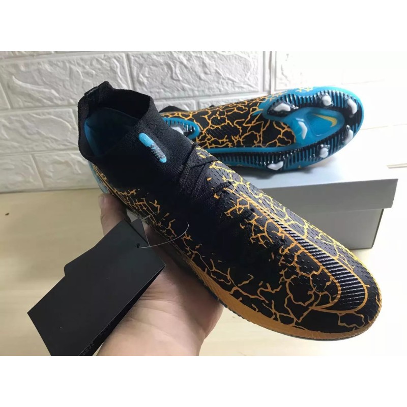 Botas de Fútbol Nike Phantom GT Elite DF FG Negro&Naranja&Azul (#38~#45)
