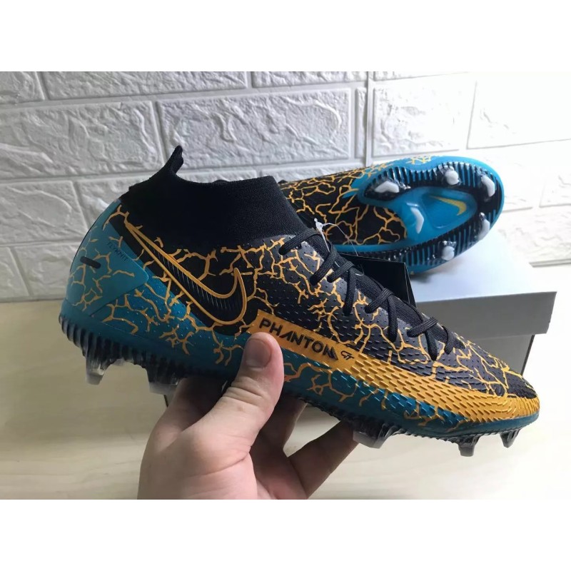 Botas de Fútbol Nike Phantom GT Elite DF FG Negro&Naranja&Azul (#38~#45)