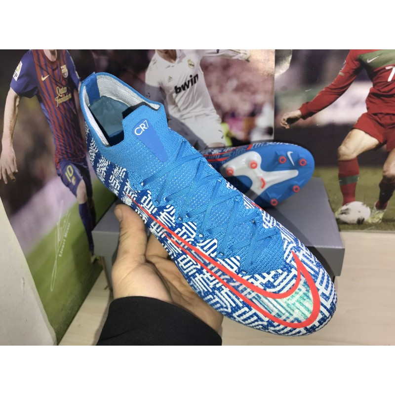 Botas de Fútbol Nike Mercurial Superfly VI Elite CR7 AG High Top Azul (#35~#45)