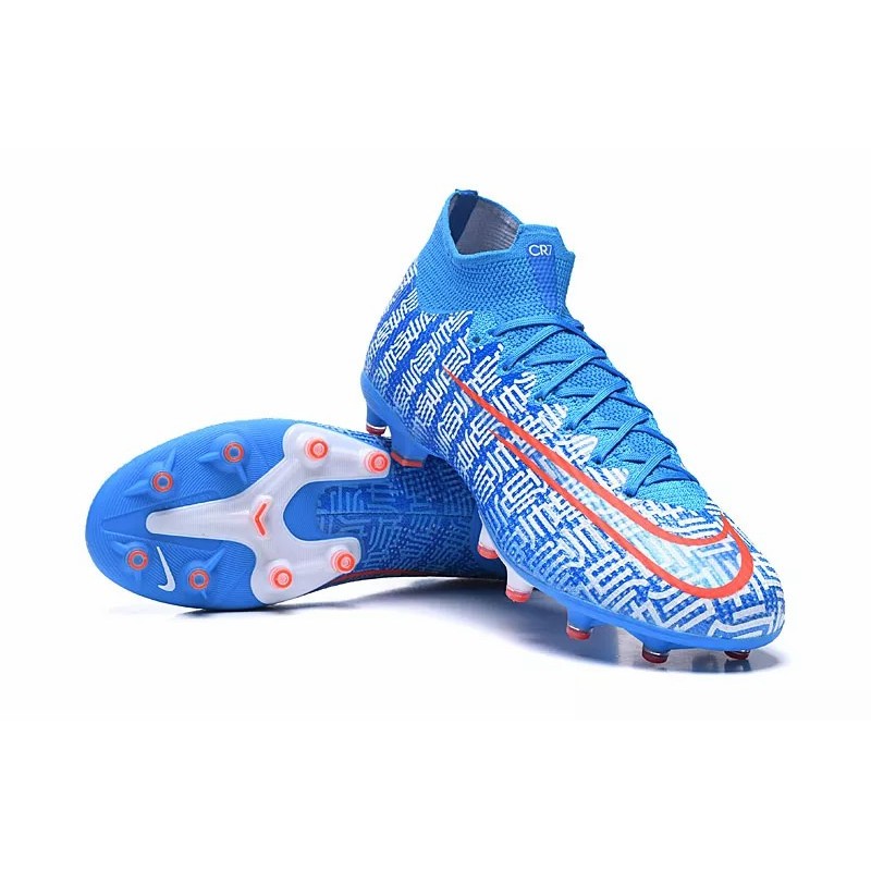 Botas de Fútbol Nike Mercurial Superfly VI Elite CR7 AG High Top Azul (#35~#45)