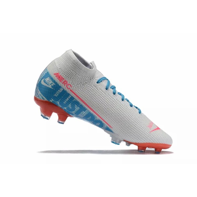 Botas de Fútbol Nike Mercurial Superfly VII 360 Elite FG Blanco&Celeste&Rojo (#39~#45)