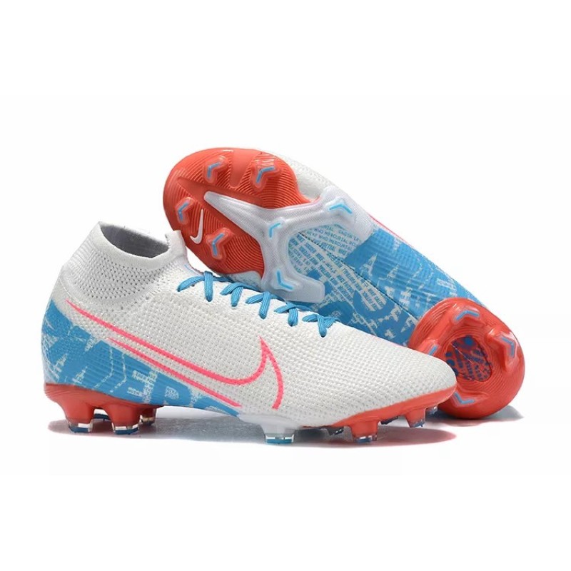 Botas de Fútbol Nike Mercurial Superfly VII 360 Elite FG Blanco&Celeste&Rojo (#39~#45)